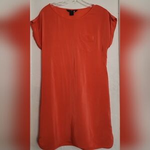 French Connection Pink Silk Mini Shift Dress Womens Size 0 Pocket Curve Hem